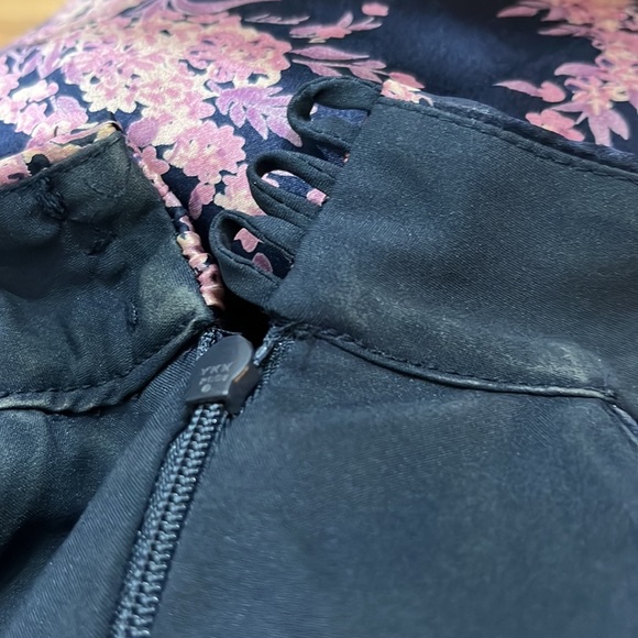 BETSEY JOHNSON VINTAGE NAVY PINK SILK FLORAL HALTER MIDI DRESS GREAT CONDITION 6 - Picture 11 of 11